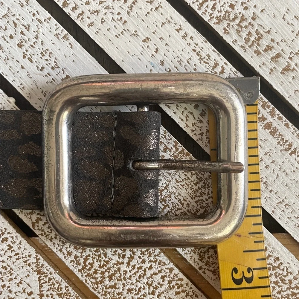 Metallic Leopard Print Street Ahead Leather Belt Sz S